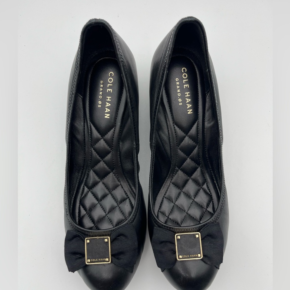 Cole Haan Women's Black Quilted Flats with Bow